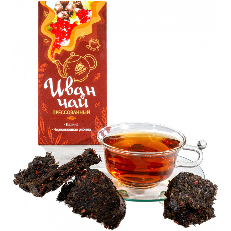 АлтайЭко Прессованный иван-чай с калиной и черноплодной рябиной 50 гр