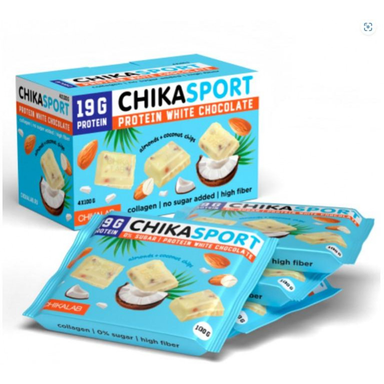 ЧикаЛаб Белый шоколад с миндалем и кокосовыми чипсами 100 гр. Фитнес Фуд ООО Россия