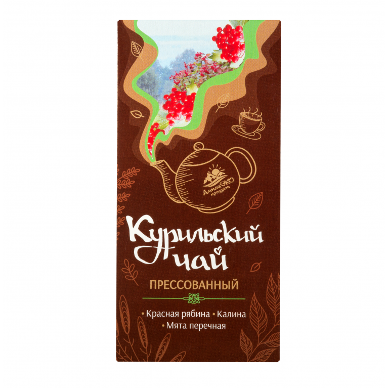 АлтайЭко Прессованный курильский чай с мятой, калиной и рябиной красной 50 гр