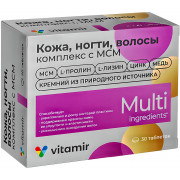 Витамир Кожа,Ногти,Волосы комплекс с МСМ таб.п.о. 1392мг №30 Витамир Кожа,Ногти,Волосы комплекс с МСМ таб.п.о. 1392мг №30