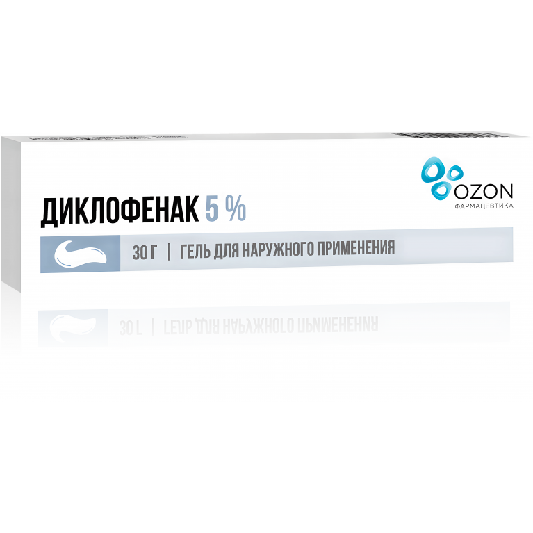 Диклофенак гель д/наруж. прим. 5% туба 50 г Озон