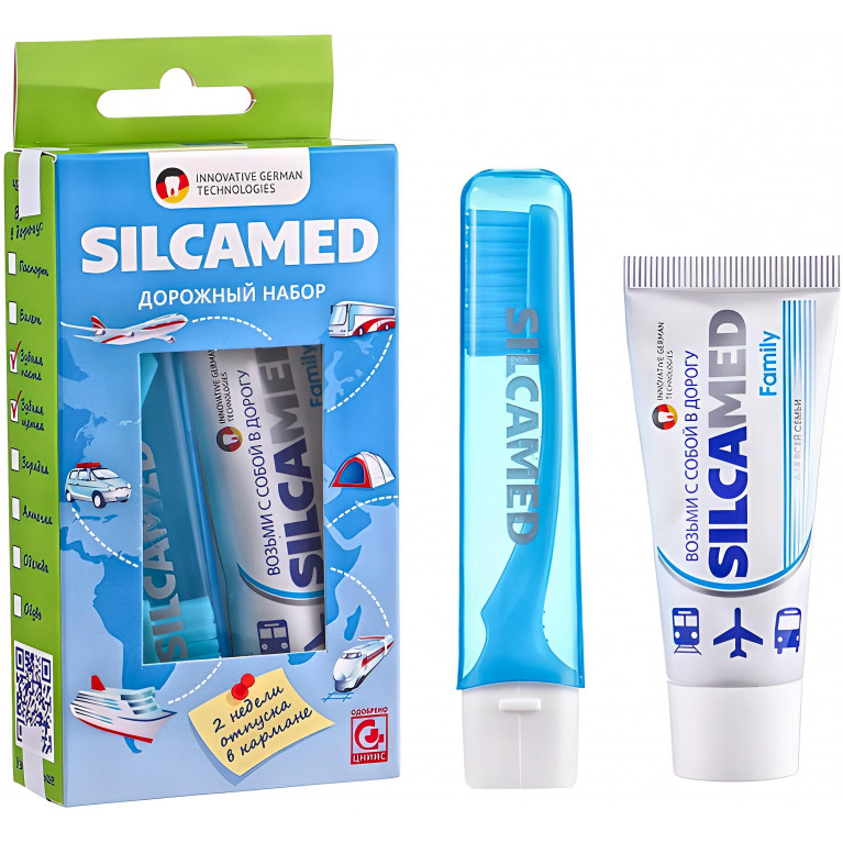 Силкамед набор дорожный (зуб.паста 30мл + зуб.щетка дорожная)