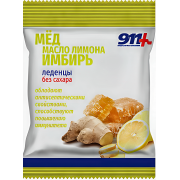 911 Ваша служба спасения Леденцы мед и имбирь с витамином С без сахара 50 г