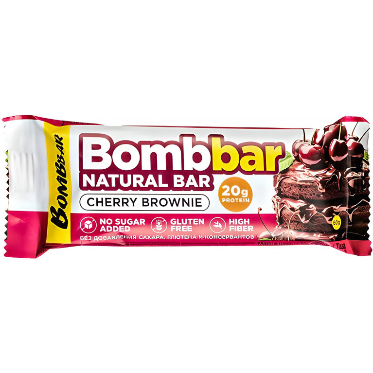 Бомббар Батончик неглазиров. Вишневый брауни 60 г