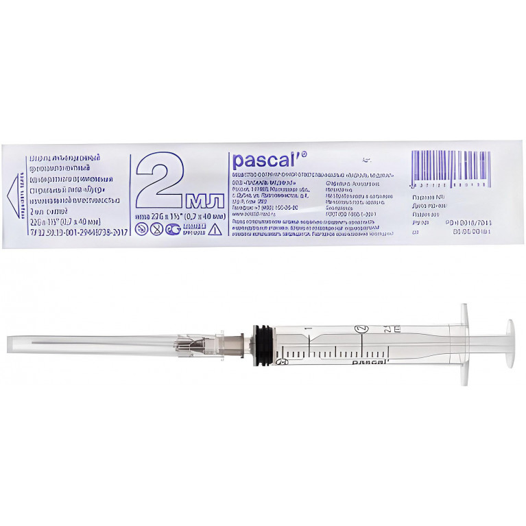 Шприц 3-х комп 2 мл с иглой 23G №1 Паскаль Медикал