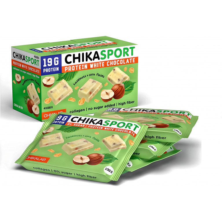 ЧикаЛаб Белый шоколад с фундуком и кукурузными чипсами 100 гр. Фитнес Фуд ООО Россия