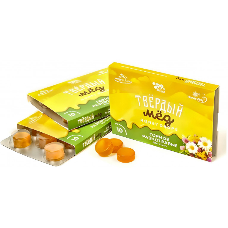Карамель медовая Твердый мед Горное разнотравье