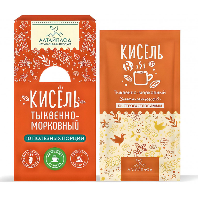 АлтайПлод Кисель сухой витаминизированный Тыквенно-Морковный 140г дой-пак