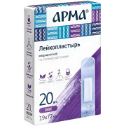 Арма Лейкопластырь бактерицидный полимерная основа прозрачный 1,9х7,2 см №20