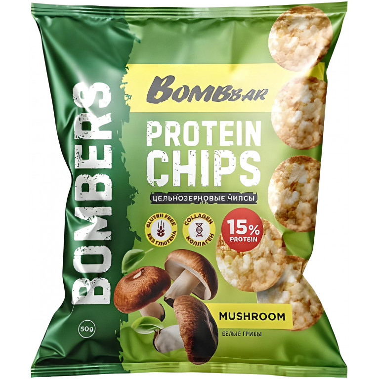 Бомббар Бомберс Цельнозерн. протеин. чипсы Белые грибы 50 г