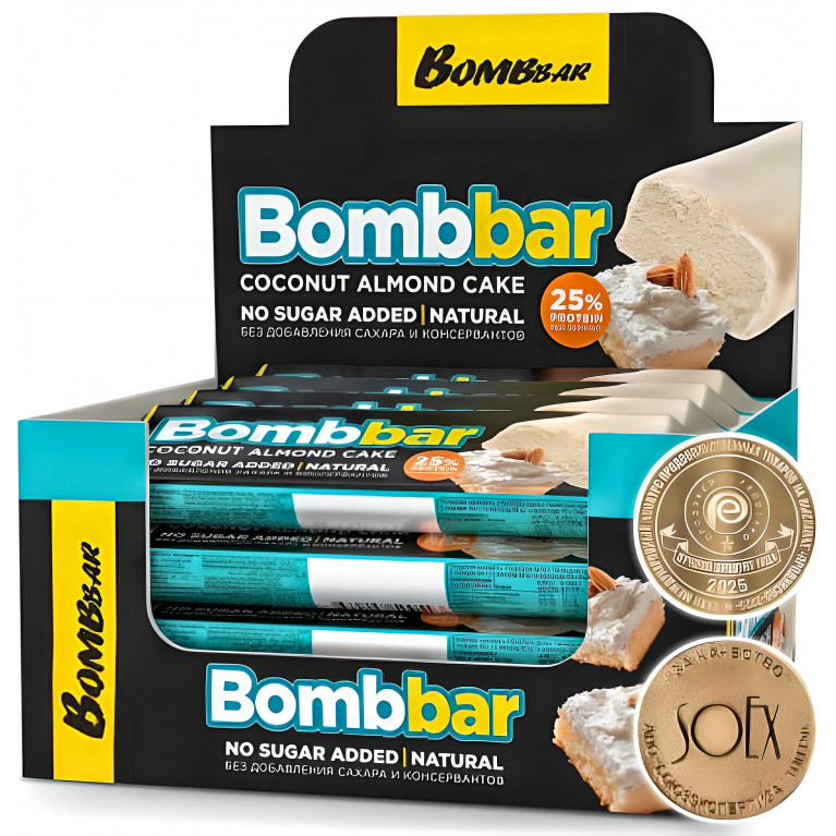 Бомббар Батончик протеин. глазиров. Миндально-кокосовый торт 40 г