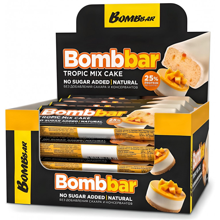Бомббар Батончик протеин. глазиров. Торт тропический микс 40 г