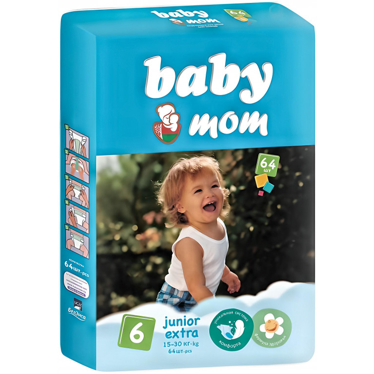 Бэби МОМ Юниор Экстра Подгузники д/детей 15-30 кг №64