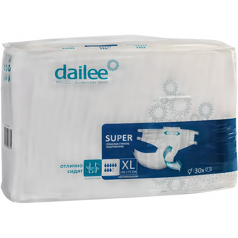 Дэйли Слип Супер Подгузники для взрослых р.XL №30 (130-175см) 8кап