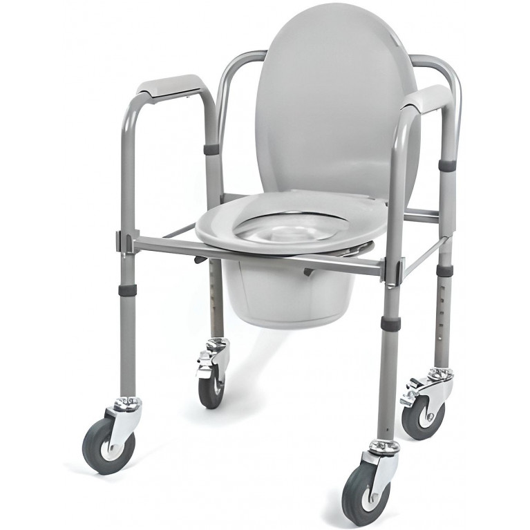 Кресло-туалет 10581 на колесах с регулировкой высоты,складное до 115 кг. 