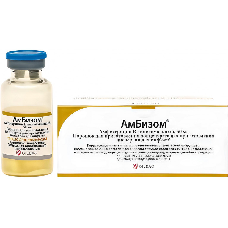 Амбизом порошок для приготовления концентрата для приготовления дисперсии для инфузий, 50 мг № 10 