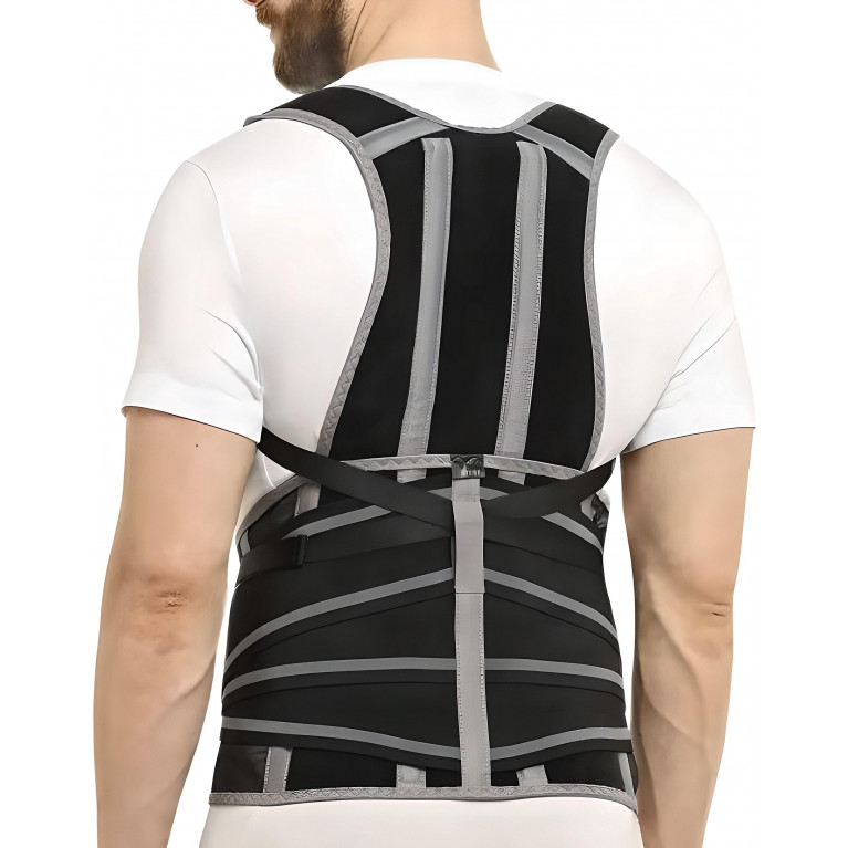 Крейт Корсет ортопедический грудопоясничный 3 в 1 Б-2509 черно-серый высота 30 см