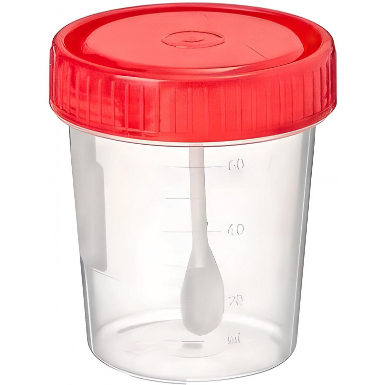 Контейнер с крышкой и ложкой для анализов стерильный 60мл