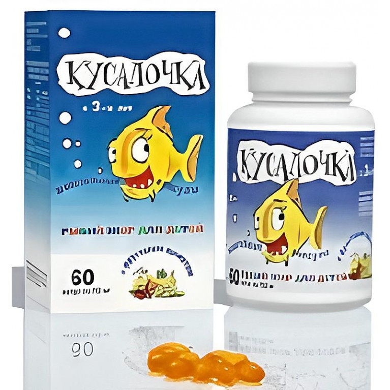 Кусалочка Рыбий жир д/дет. капс. жеват. с фрукт. ароматом 500мг №60