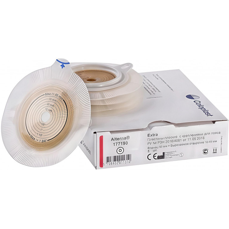 Колопласт Пластина плоская Алтерна НП Экстра Адгезив с креплениями для пояса фланец 50 мм №5 (17719)