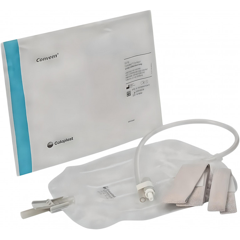 Колопласт Мочеприемник Конвин ножной со сливом, контурный, трубка 45 см, объем 600 мл №1 (5170)