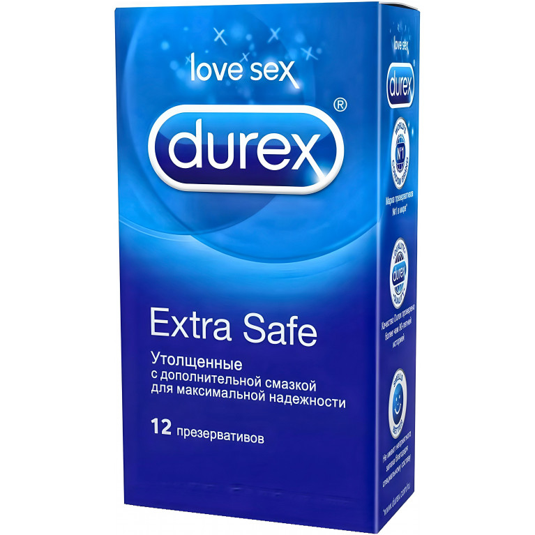 Дюрекс Презервативы Extra Safe утолщенные с дополнительной смазкой №12