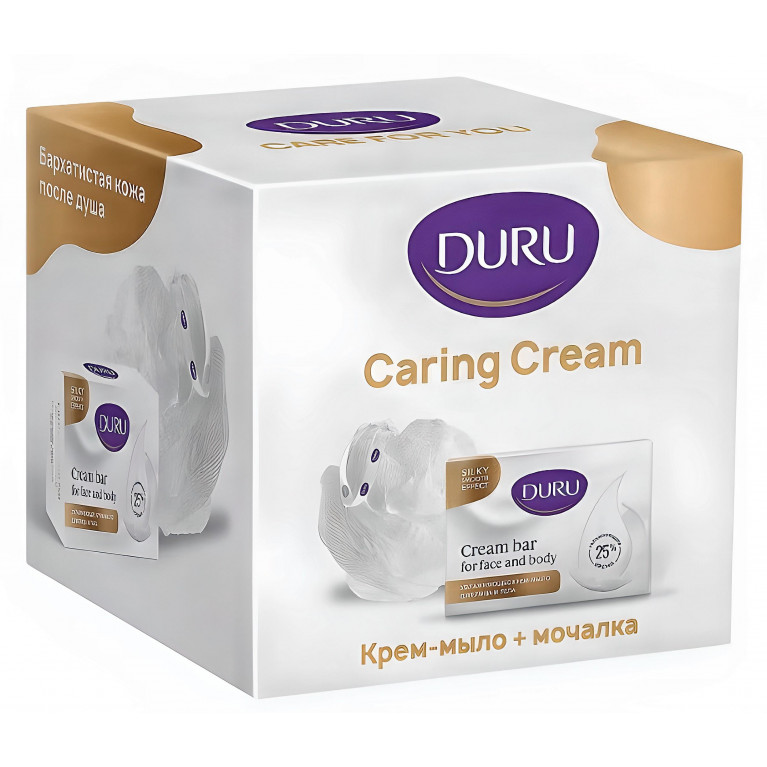 DURU набор Крем-мыло 90г + мочалка