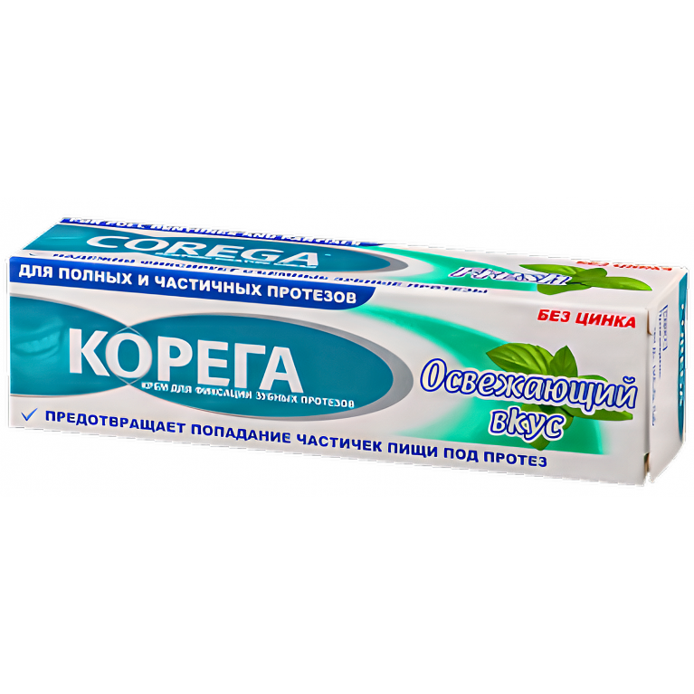 Корега крем д/фиксации зубных протезов Освежающий вкус без цинка 40мл