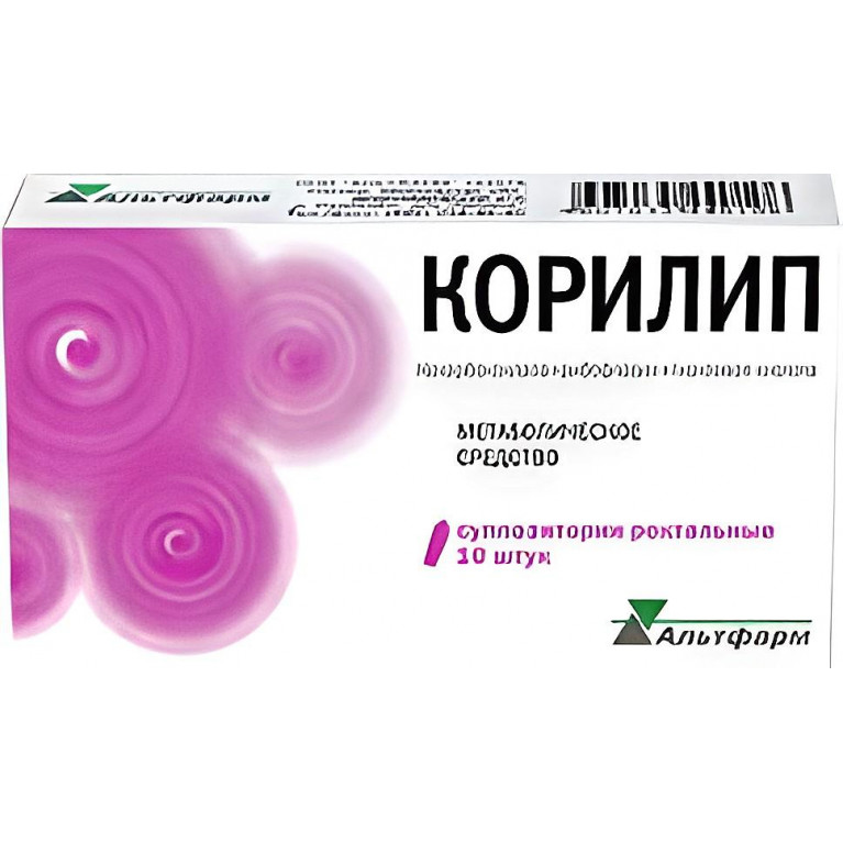 Корилип супп. ректал. 25мг+2мг+12мг №10
