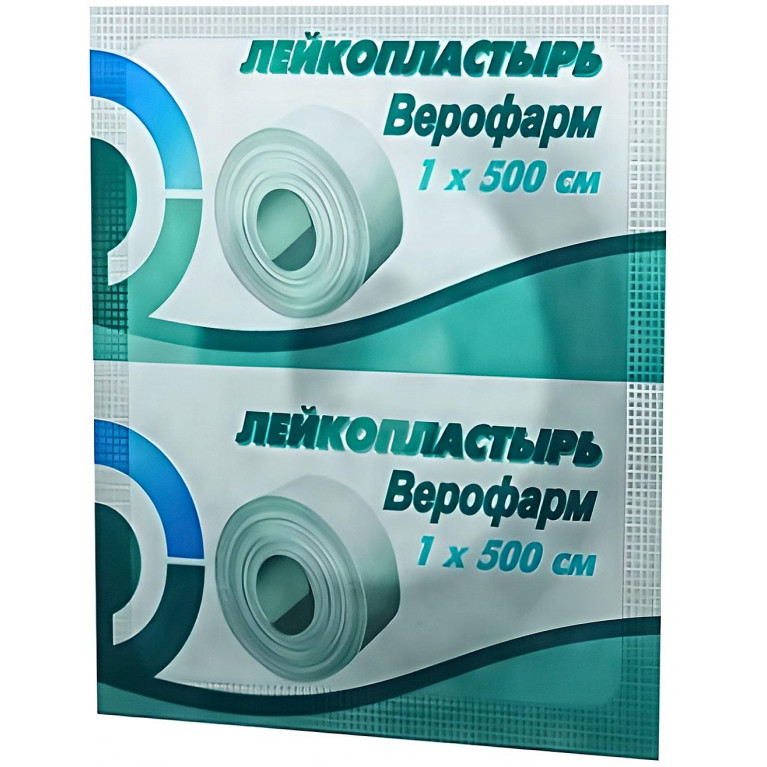 Верофарм Лейкопластырь фиксир. ткан. осн. белый 1 х 500 см (контурная упаковка)