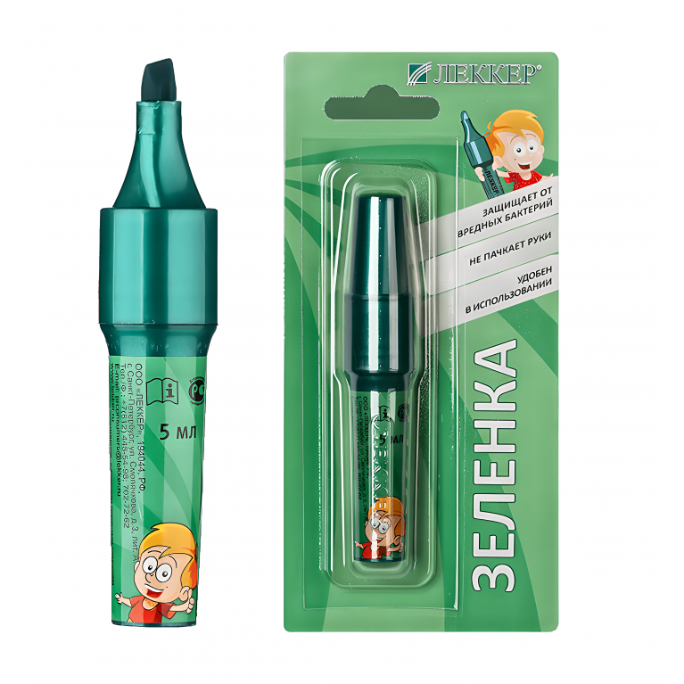 Бриллиантовый зеленый Леккер раствор для наружного применения спиртовой 1% карандаш 5 мл