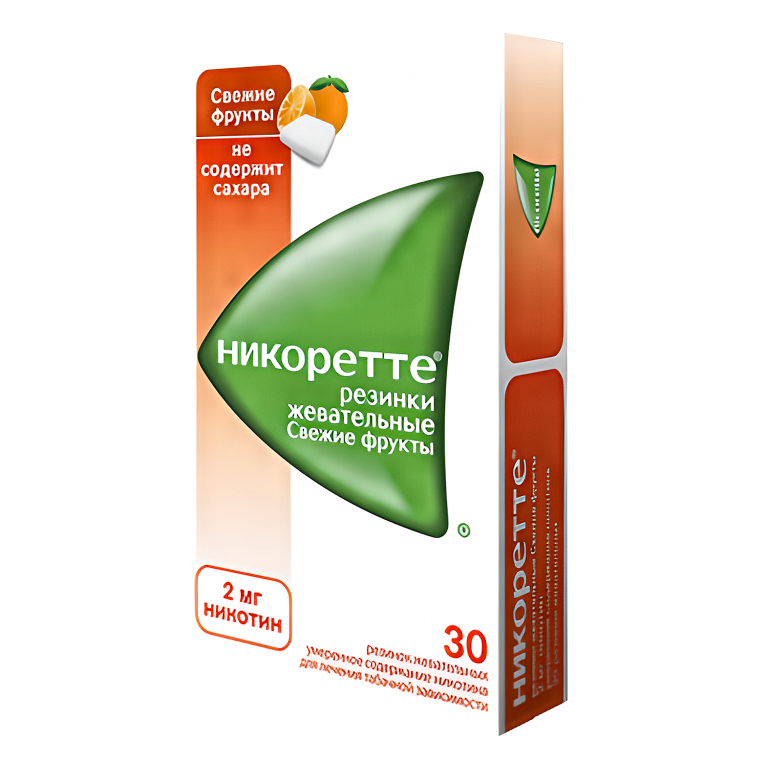 Никоретте резинка жевательная 2 мг №30 Свежие фрукты