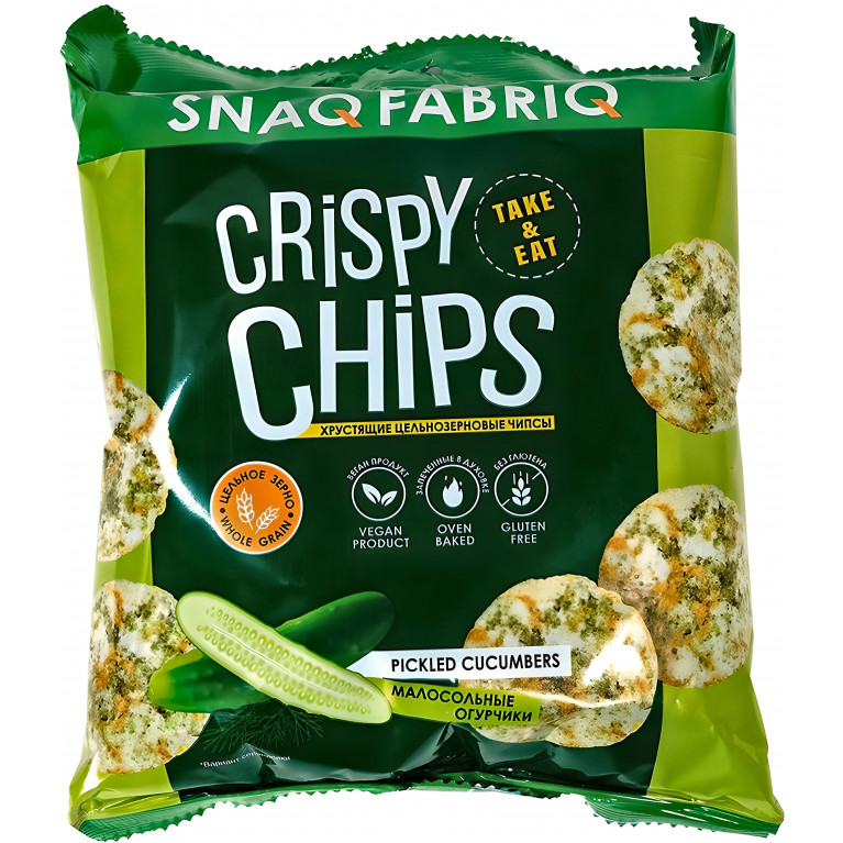 Снэк Фабрик Криспи Чипс Цельнозерн. чипсы Малосольные огурчики 50 г