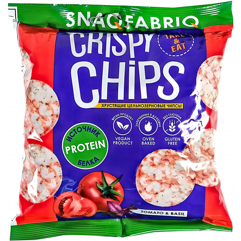 Снэк Фабрик Криспи Чипс Цельнозерн. чипсы Томат-Базилик 50 г