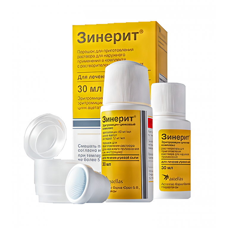 Зинерит пор. д/п р-ра д/наруж. прим. 30 мл (с р-лем и апплик.)