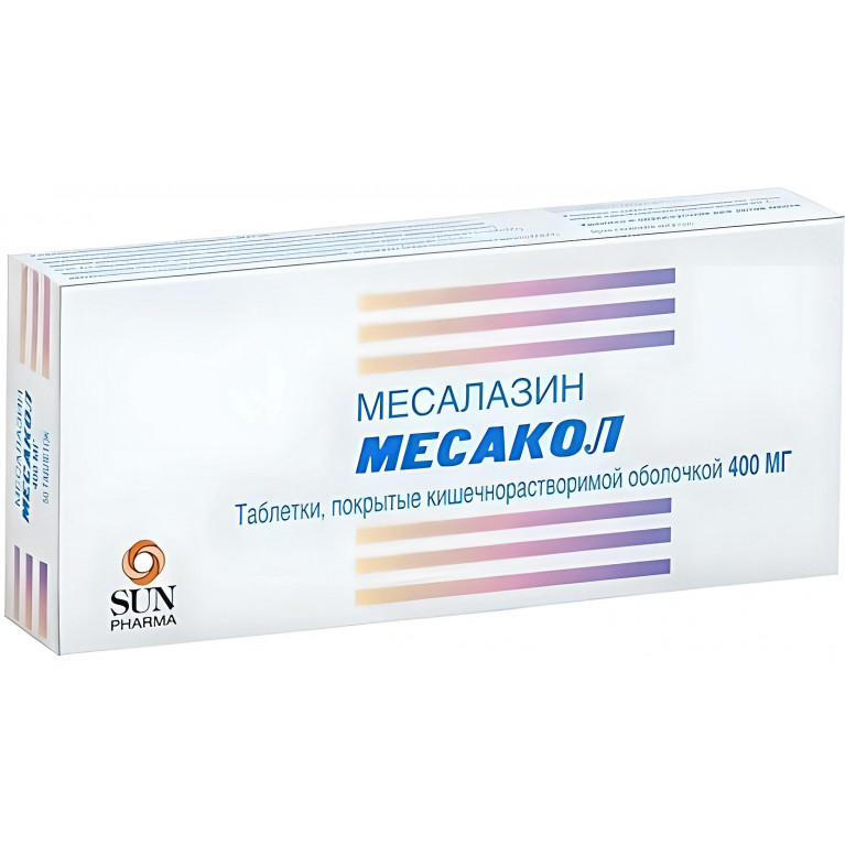 Месакол таблетки, покрытые кишечнорастворимой оболочкой 400 мг №50