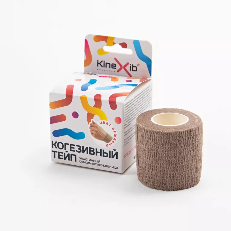 Бинт Кинезио-тейп KINEXIB COHESIVE когезивный стягивающий 5см x 4,5м белый