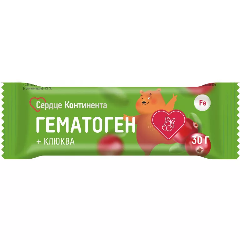 Сердце Континента Гематоген+клюква 30г