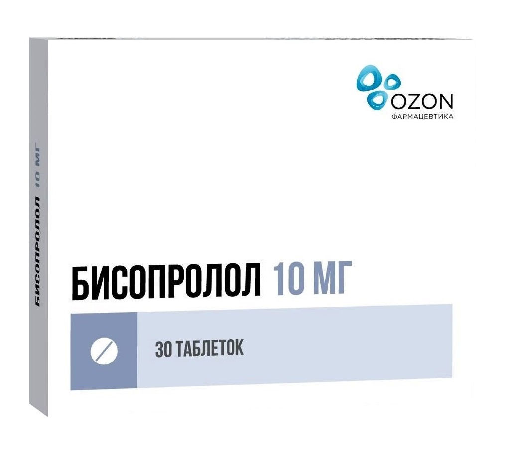 Бисопролол табл. п/п/о 10 мг №30 Озон: цена, купить, инструкция по  применению Озон ООО (Россия) в аптеке Радуга