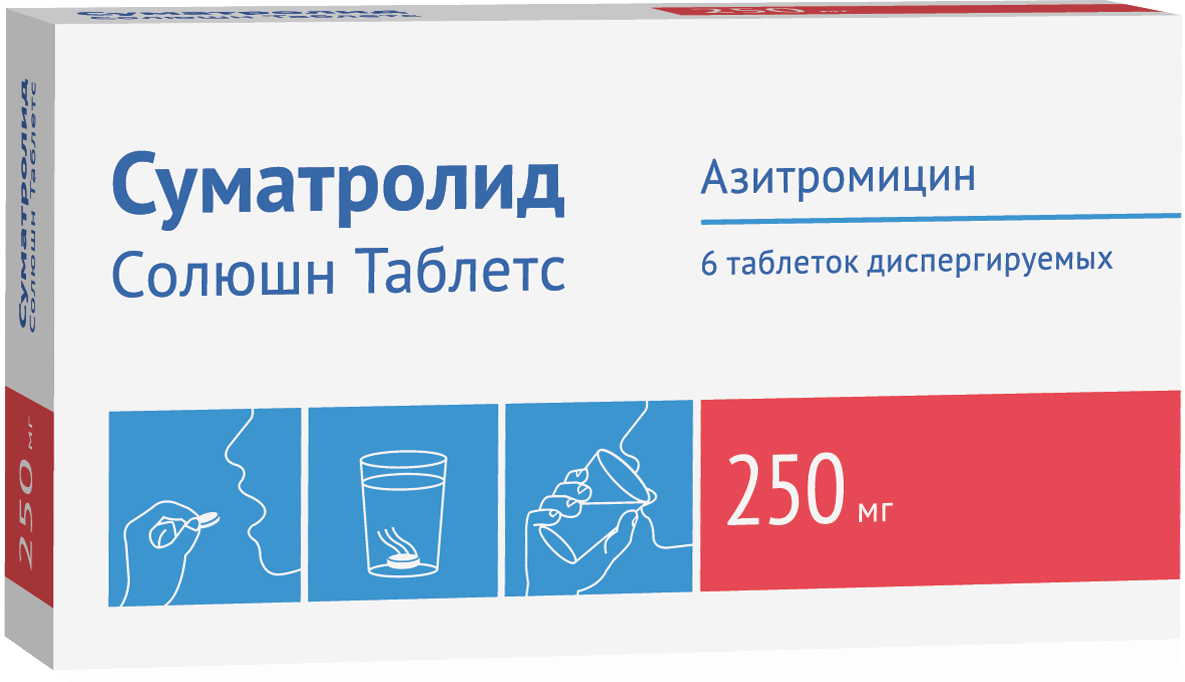 Суматролид Солютаб Таблетс табл. диспер 250 мг №6: цена,  .
